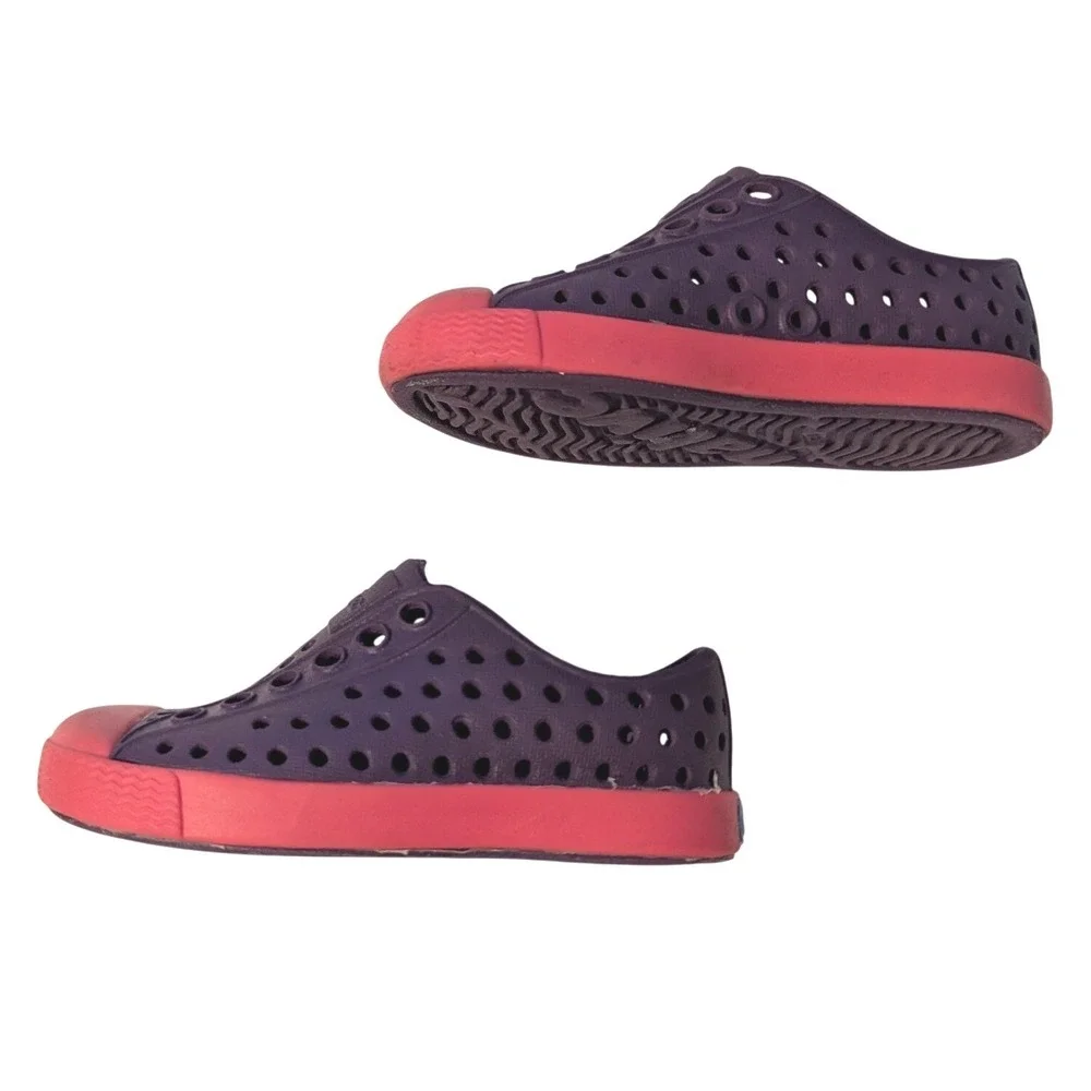 Native Jefferson Little Kids C4 Purple Pink Perforated EVA Slip-On Water Shoes